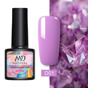 MAD DOLL 8ml 60 Colors Gel Nail Polish Pure Nail Color Nail Gel Lacquer Soak Off UV Gel Varnish Base Coat No Wipe Top Coat