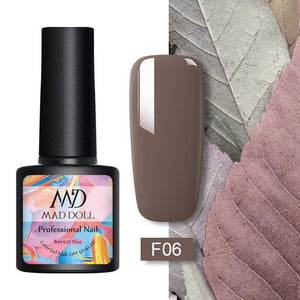 MAD DOLL 8ml 60 Colors Gel Nail Polish Pure Nail Color Nail Gel Lacquer Soak Off UV Gel Varnish Base Coat No Wipe Top Coat