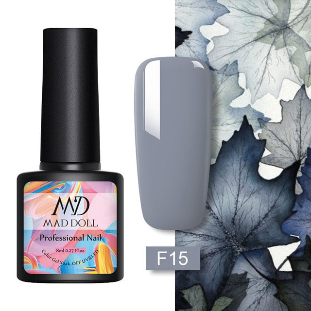 MAD DOLL 8ml 60 Colors Gel Nail Polish Pure Nail Color Nail Gel Lacquer Soak Off UV Gel Varnish Base Coat No Wipe Top Coat
