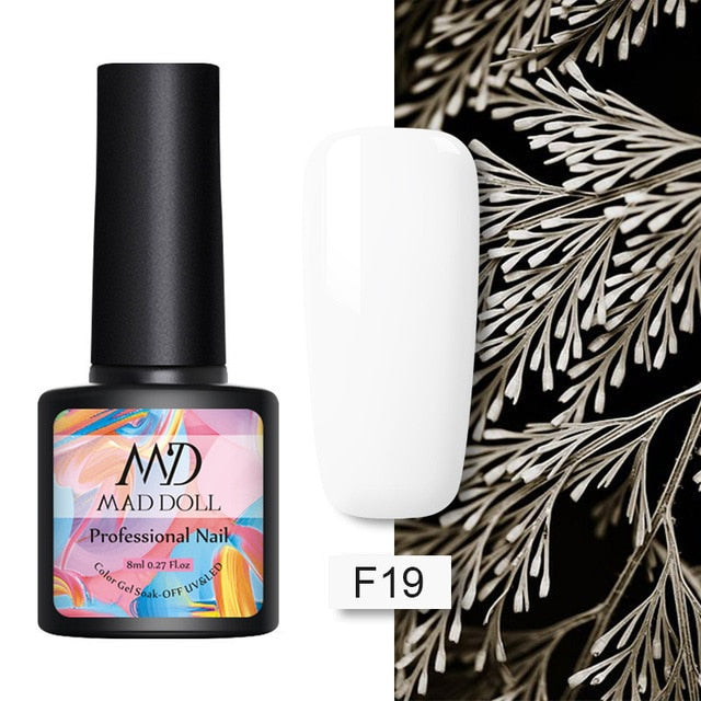 MAD DOLL 8ml 60 Colors Gel Nail Polish Pure Nail Color Nail Gel Lacquer Soak Off UV Gel Varnish Base Coat No Wipe Top Coat
