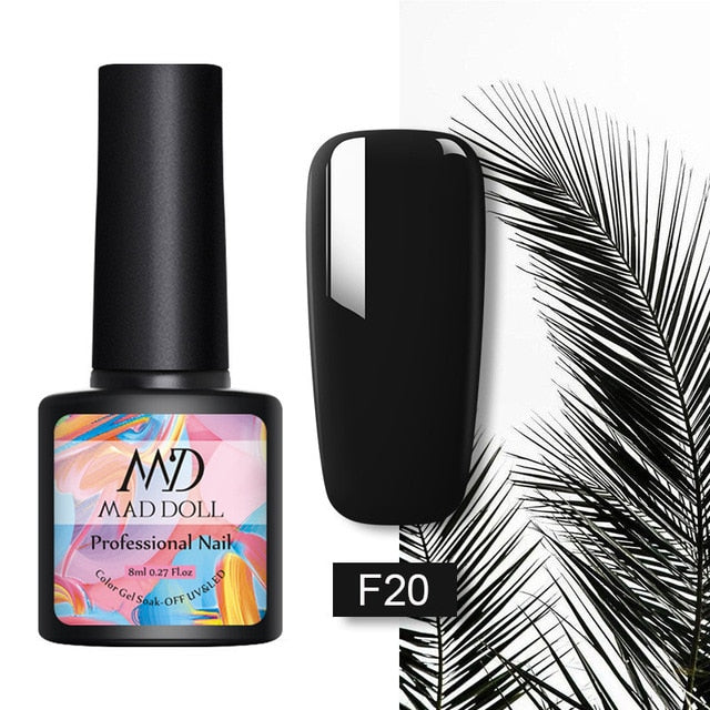 MAD DOLL 8ml 60 Colors Gel Nail Polish Pure Nail Color Nail Gel Lacquer Soak Off UV Gel Varnish Base Coat No Wipe Top Coat