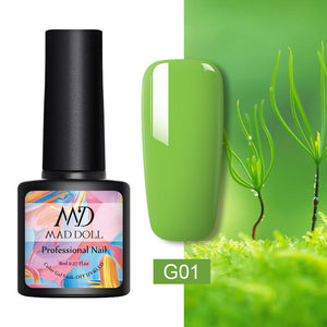 MAD DOLL 8ml 60 Colors Gel Nail Polish Pure Nail Color Nail Gel Lacquer Soak Off UV Gel Varnish Base Coat No Wipe Top Coat