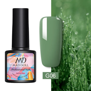 MAD DOLL 8ml 60 Colors Gel Nail Polish Pure Nail Color Nail Gel Lacquer Soak Off UV Gel Varnish Base Coat No Wipe Top Coat