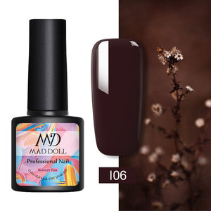 MAD DOLL 8ml 60 Colors Gel Nail Polish Pure Nail Color Nail Gel Lacquer Soak Off UV Gel Varnish Base Coat No Wipe Top Coat