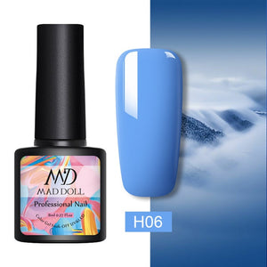 MAD DOLL 8ml 60 Colors Gel Nail Polish Pure Nail Color Nail Gel Lacquer Soak Off UV Gel Varnish Base Coat No Wipe Top Coat