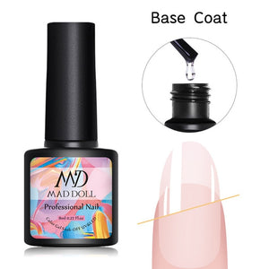 MAD DOLL 8ml 60 Colors Gel Nail Polish Pure Nail Color Nail Gel Lacquer Soak Off UV Gel Varnish Base Coat No Wipe Top Coat