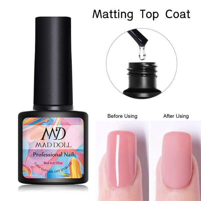MAD DOLL 8ml 60 Colors Gel Nail Polish Pure Nail Color Nail Gel Lacquer Soak Off UV Gel Varnish Base Coat No Wipe Top Coat