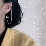1PC European Style Fashion Vintage Long Chain Cross Zipper Drop Earrings for Men and Women Party Punk Jewelry Gift Brincos