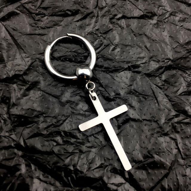 1PC European Style Fashion Vintage Long Chain Cross Zipper Drop Earrings for Men and Women Party Punk Jewelry Gift Brincos