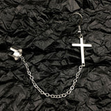 1PC European Style Fashion Vintage Long Chain Cross Zipper Drop Earrings for Men and Women Party Punk Jewelry Gift Brincos