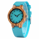 Top Luxury Royal Blue Wood Watch Quartz Wristwatch 100% Natural Bamboo Clock Fashion Leather Valentine's Day Best Gifts 2020 NEW