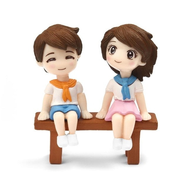 1 pair Cute Lovers Couple Figurines Miniature Craft with Guitar Ornament Fairy Garden Decor home decoration accessories