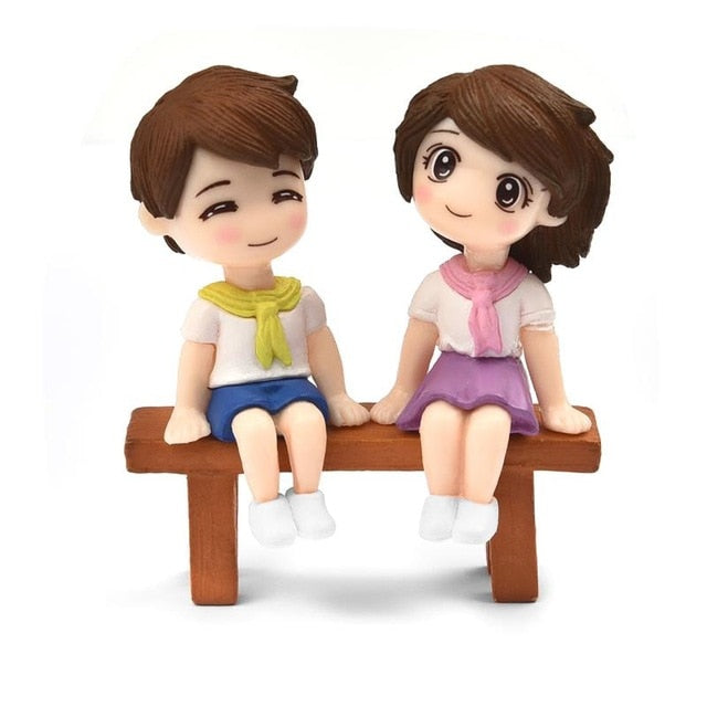 1 pair Cute Lovers Couple Figurines Miniature Craft with Guitar Ornament Fairy Garden Decor home decoration accessories