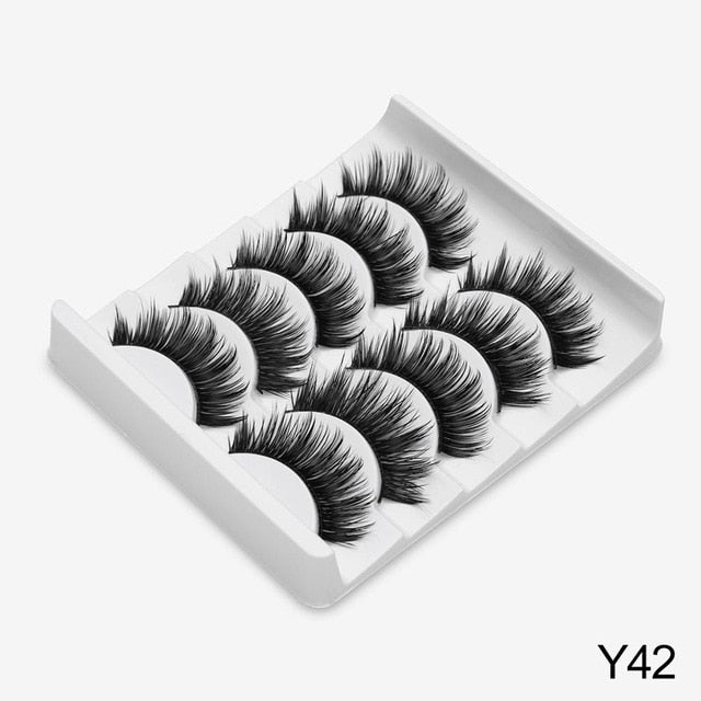 SEXYSHEEP 5Pairs 3D Mink Hair False Eyelashes Natural/Thick Long Eye Lashes Wispy Makeup Beauty Extension Tools