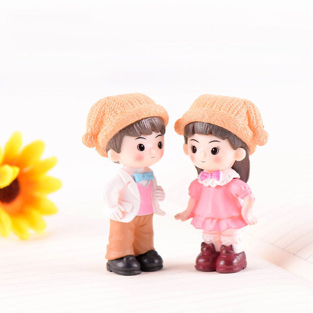 3Pc Figures Chair Grandma Grandpa Sweety Lovers Couple Ornament For Fairy Garden Figurines Miniature Christmas Home Decoration