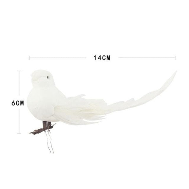 2pcs Decorative Fake Doves White Artificial Foam Feather Wedding Ornament Home Craft Table Decor Bird Toy Wedding Decor