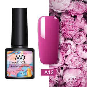 MAD DOLL 8ml 60 Colors Gel Nail Polish Pure Nail Color Nail Gel Lacquer Soak Off UV Gel Varnish Base Coat No Wipe Top Coat