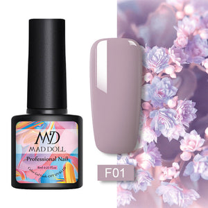 MAD DOLL 8ml 60 Colors Gel Nail Polish Pure Nail Color Nail Gel Lacquer Soak Off UV Gel Varnish Base Coat No Wipe Top Coat
