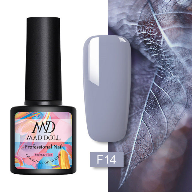 MAD DOLL 8ml 60 Colors Gel Nail Polish Pure Nail Color Nail Gel Lacquer Soak Off UV Gel Varnish Base Coat No Wipe Top Coat