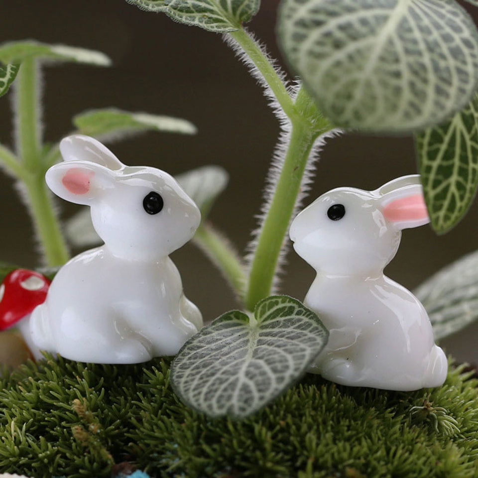 2020 2PCS Lovely Resin Plants Rabbit Cute Micro Landscape Succulent Ornaments Plant Decoration Garden Miniatures DIY Doll