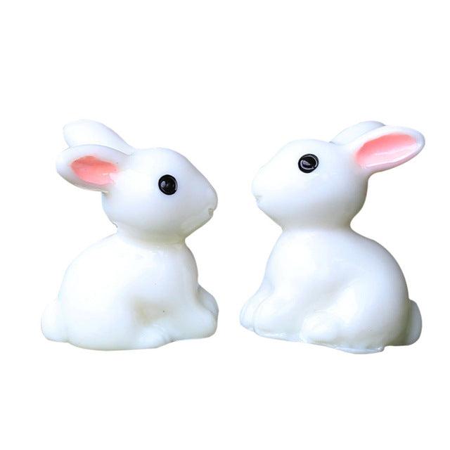 2020 2PCS Lovely Resin Plants Rabbit Cute Micro Landscape Succulent Ornaments Plant Decoration Garden Miniatures DIY Doll