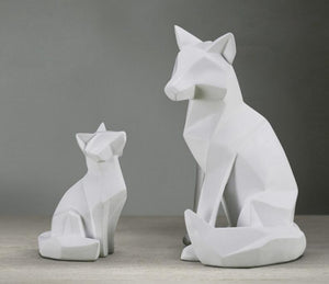 simple white abstract geometric fox sculpture ornaments modern home decorations Animal statues