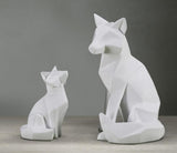 simple white abstract geometric fox sculpture ornaments modern home decorations Animal statues