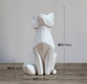 simple white abstract geometric fox sculpture ornaments modern home decorations Animal statues