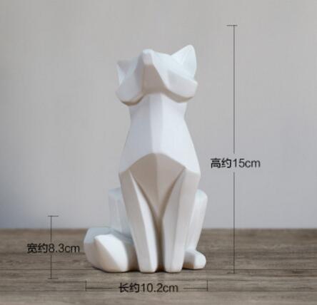 simple white abstract geometric fox sculpture ornaments modern home decorations Animal statues