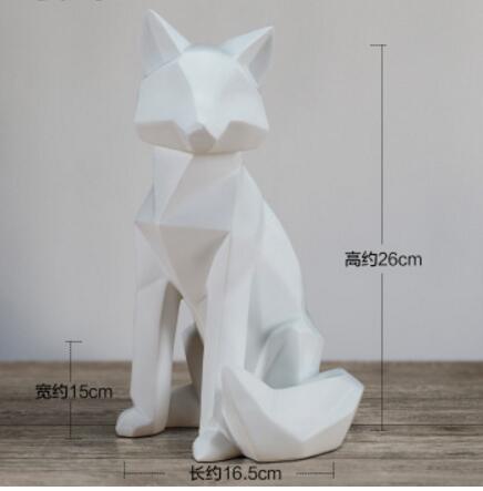 simple white abstract geometric fox sculpture ornaments modern home decorations Animal statues