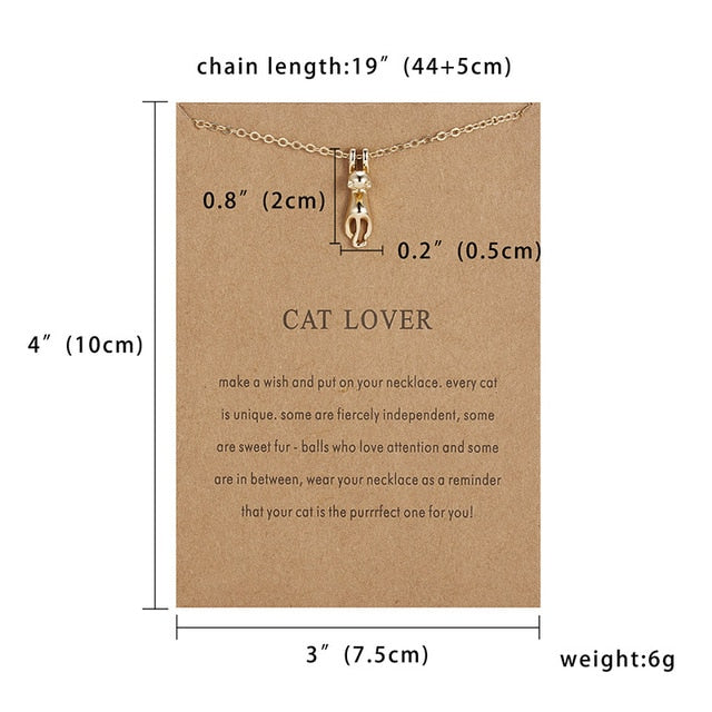 Fashion Jewelry Cute Cat Lover Necklace & Pendant For Women Gift For Women Gold Silver Cat Pendant Short Chain Necklace