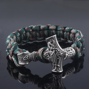 SG Vantage Norse Viking Bracelets Thor Mjolnir Hammer Paracord Amulet Rune Knot Scandinavian Rope Bangles Men Jewelry Gifts