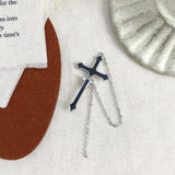 1PC European Style Fashion Vintage Long Chain Cross Zipper Drop Earrings for Men and Women Party Punk Jewelry Gift Brincos